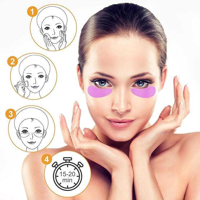 2 Pairs Under Eye Patches Reusable, Blue Purple Silicone Eye Mask for Wrinkles Dark Circles Puffiness Fine Lines Self Skin Care Stuff for Women Teens