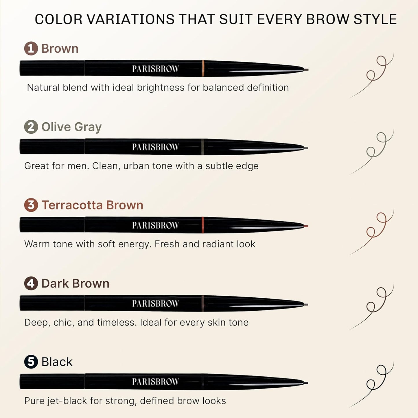 PARISBROW Slim Brow Pencil 05 / Black Eyebrow Eyebrow