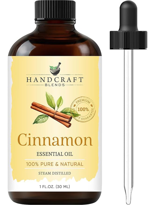 Handcraft Blends Cinnamon Essential Oil - 1 Fl Oz - 100% Pure and Natural - Premium Grade Essential Oil for Diffuser and Aromatherapy