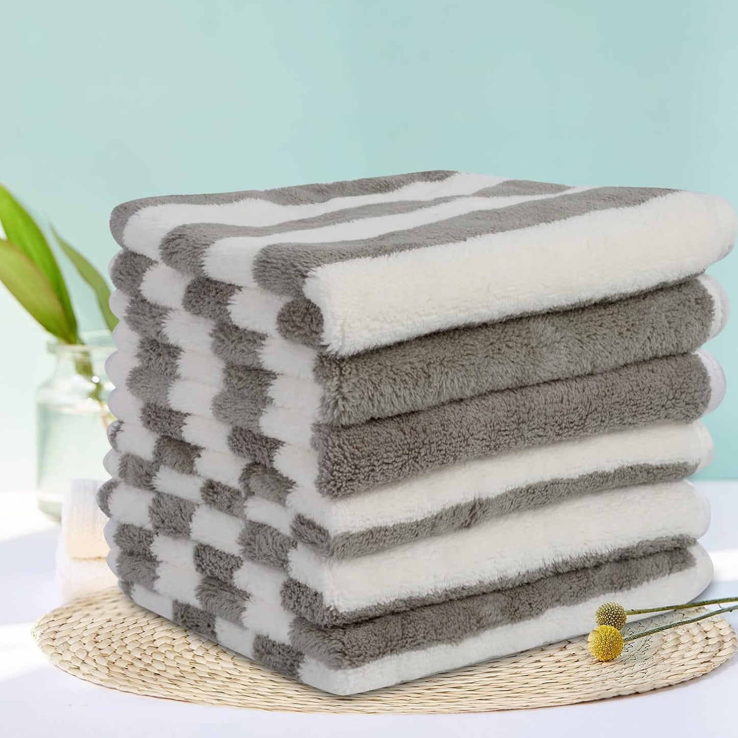 SINLAND Microfiber Facial Cloths Fast Drying Washcloth 12inch x 12inch Absorbent Face Wash Cloth Soft Makeup Remover Cloths