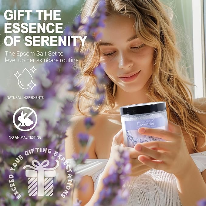Bath Salts for Soaking, Spa Luxetique Epsom Salts Gifts Set for Women, 3.17lbs Bath Salts for Women, Epsom Salts for Soaking, Mother's Day Christmas Gifts for Woman Mom