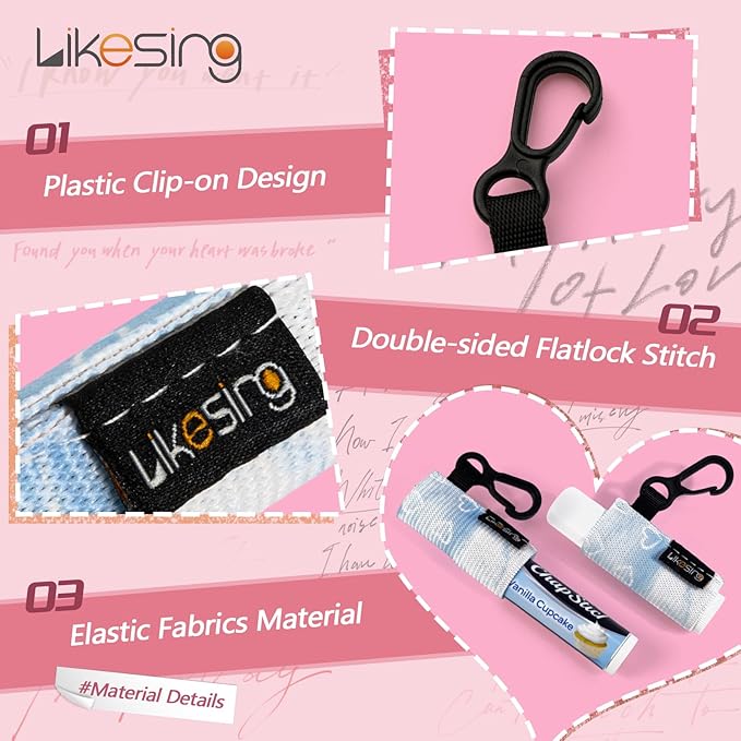 Chapstick Holder Key Chain, Lip Balm Holder for Chapstick Lip Gloss, Elastic Sleeve Chapstick Keychain Holder for Keys Purse Lanyard Gift for Women Girls (Marble, 4pcs)