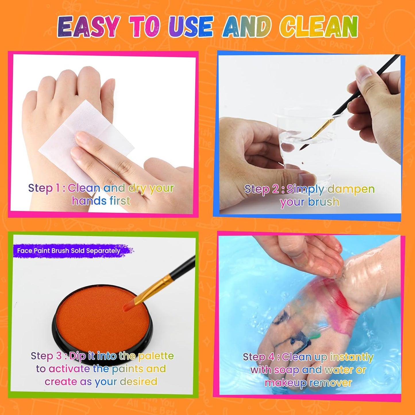 Orange-red Face Paint, Water Based Facepaint, Non Toxic Orange-red Body Paint, High Pigment Face Painting for Halloween, Easter, Themed Parties, Cosplay 1.06 Oz.