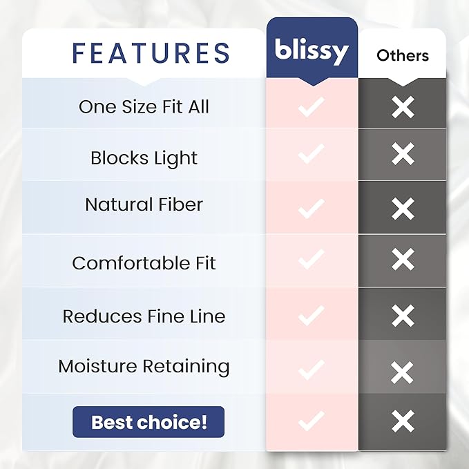 Blissy Silk Sleep Mask - Silk Eye Sleeping Mask for Women & Men for Total Blackout - 100% Pure Mulberry Silk, 22 Momme 6a Fibers - Blindfold Silk Sleep Mask Side Sleeper Eye Cover (Rose)