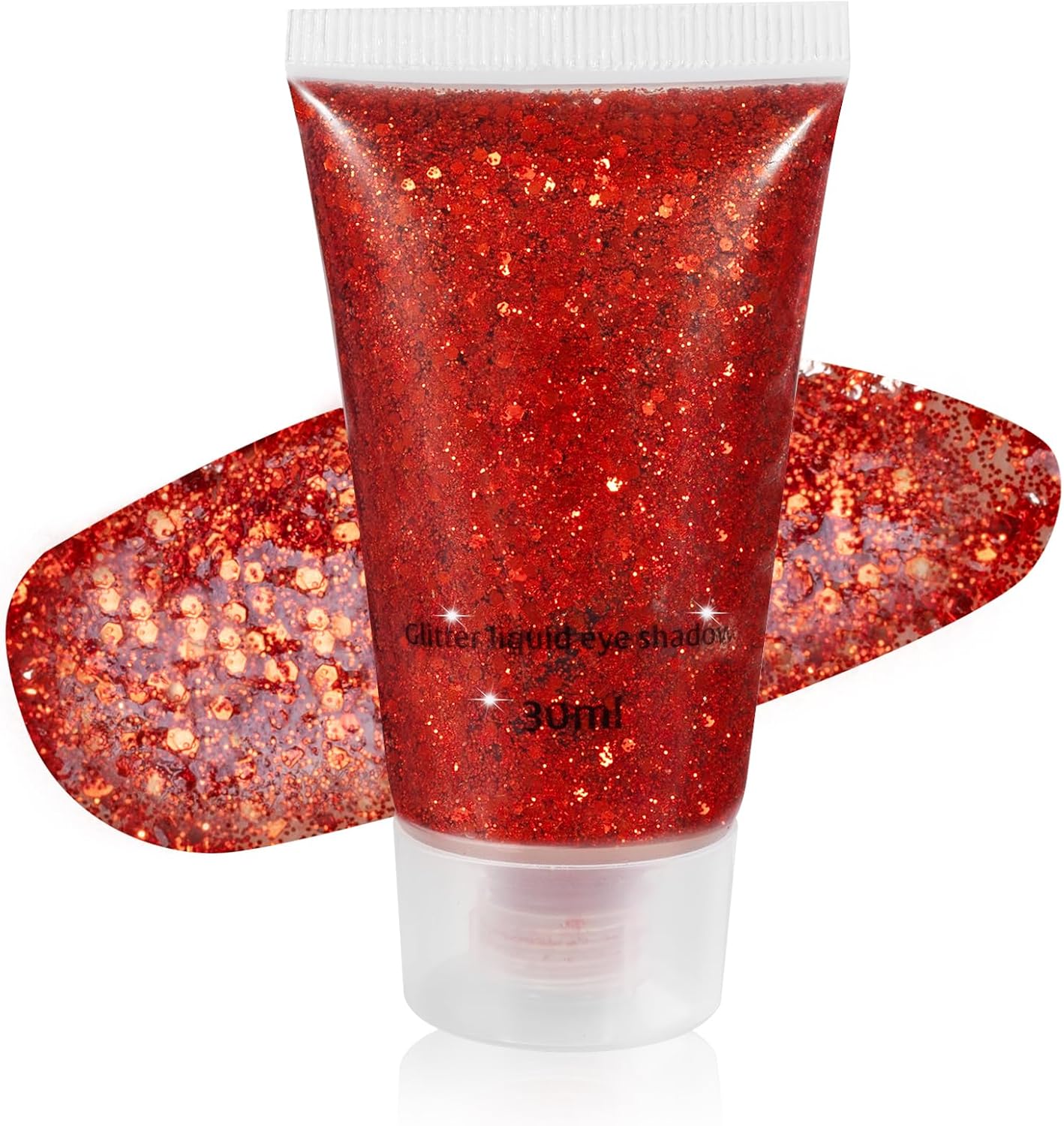 Mysense Red Body Glitter Gel, Singer Concerts Face Hair Glitter Makeup, Music Festival Rave Accessories, Chunky Glitter Mermaid Sequins, Sparkling Face Paint for Women, 30g