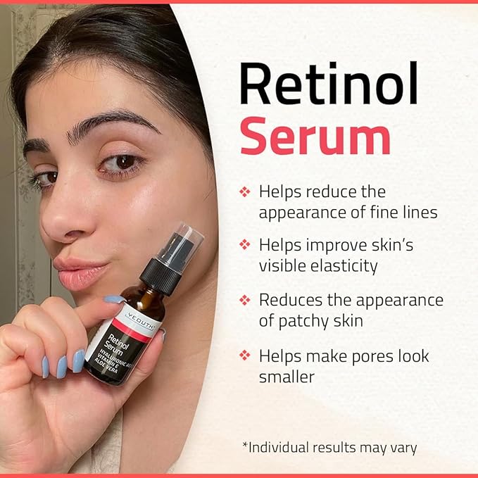 YEOUTH Retinol Serum for Face with Hyaluronic Acid & Vitamin E, Hydrating Retinol for Face, Night Serum Suitable for All Skin Types 2oz