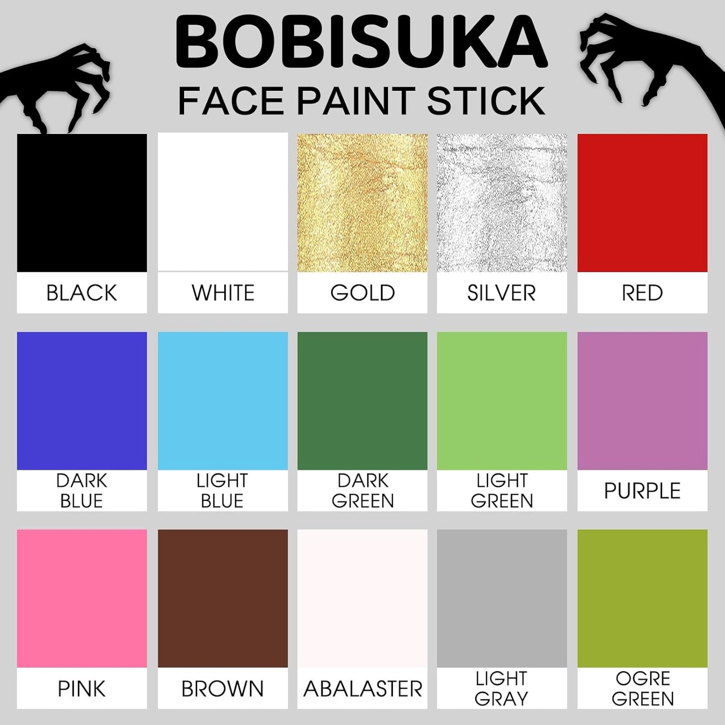 BOBISUKA Black Face Body Paint Stick, Eye Black Sticks for Sports Baseball Softball Football, Waterproof Eyeblack Painting Kit for Halloween Skeleton Skull SFX Cosplay Special Effects Costume Makeup