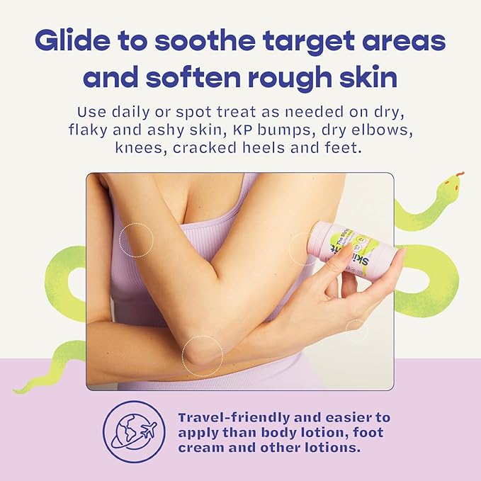 Slip'stick Body Balm - 10% AHA 2% BHA Exfoliating Body Lotion Stick, Moisturize Rough & Bumpy Skin, Salicylic & Glycolic Acid Lotion Bar, Cracked Heels & KP Bump Eraser, Strawberry Legs 3 OZ