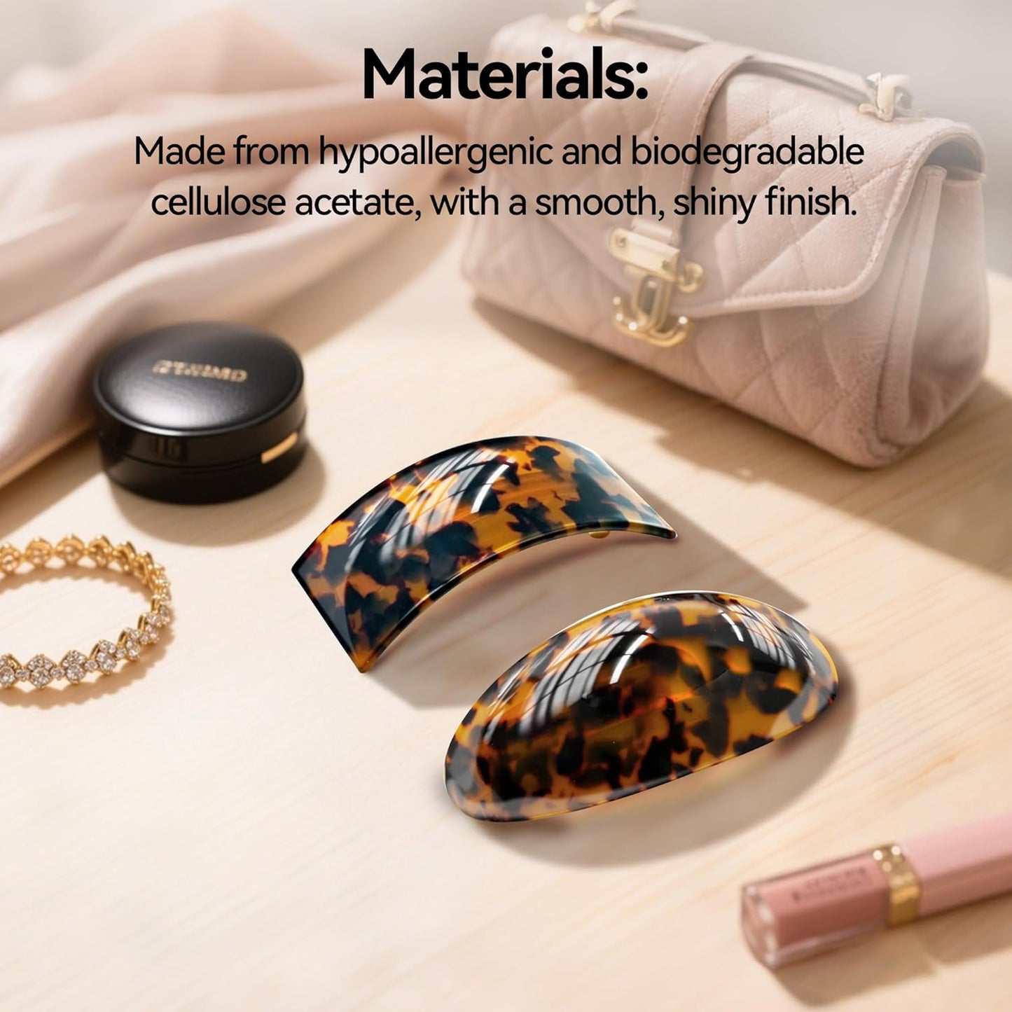 French Oval Barrette Hair Clips,Acetate Large Vintage Tortoise Shell Barrettes,Strong Hold No-Slip Grip Metal Clasp,2-Pack 4"&3" Hair Accessories for Thick Wavy Long Hair Women Gift (Tortoise)