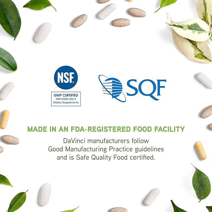 DAVINCI Labs Biotin - Supports Skin & Hair Health, Intestinal Flora Function* - Dietary Supplement with Vitamin C & Calcium as Ca Carbonate - Vegetarian - Gluten-Free - 60 Capsules