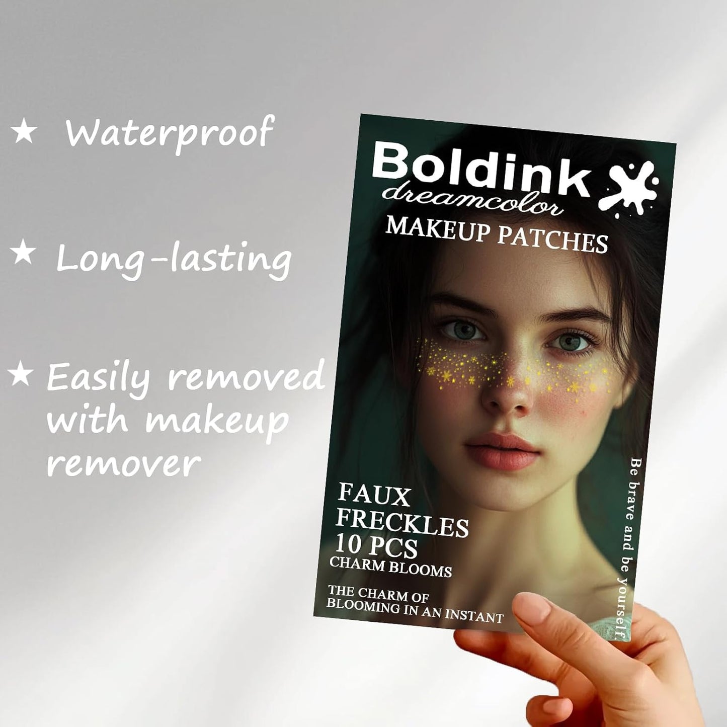 10 Pcs Makeup Patches, Glitter Freckles, Waterproof Face Glitter Speckles, Temporary Face Freckles For Women (Golden Snowflake)