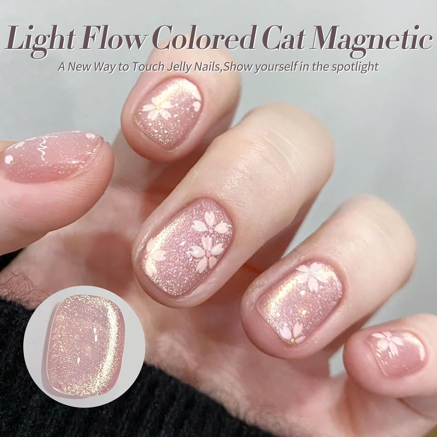 Born Pretty Cat Magnetic Eye Gel Nail Polish Spring Summer Pastel Shimmer Glitter Holographic Cat Magnetic Eye Gel Crystal Glass Cat Magnetic Gel Polish Manicure Nail Art DIY at Home 6PCS
