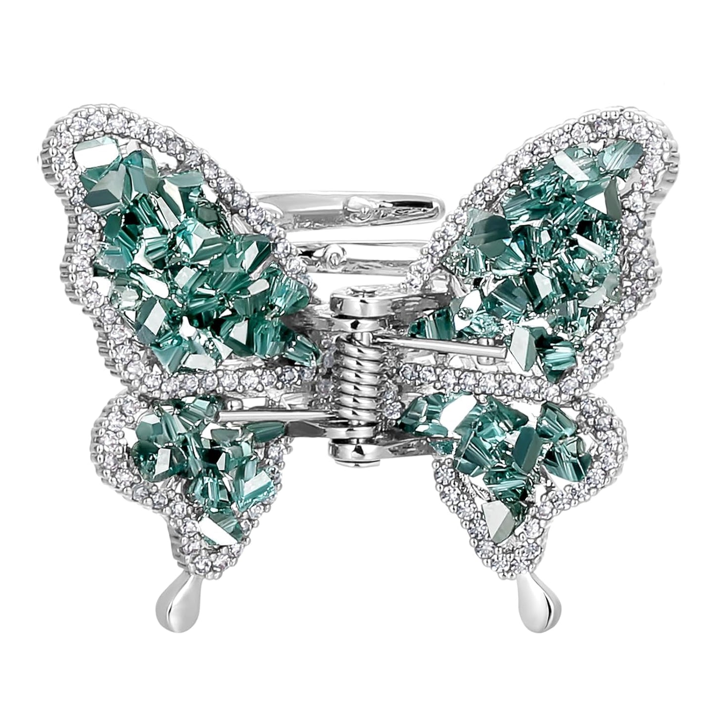 SHE'S FREE STYLE JUST FOR YOU Butterfly Crystal Hair Clip, Elegant Original Handmde Rhinestone Hair Clips for Women, Sparkle Alloy & Artificial Zircon, 40mm Small Hair Claw Clip Luxury Hair Accessory