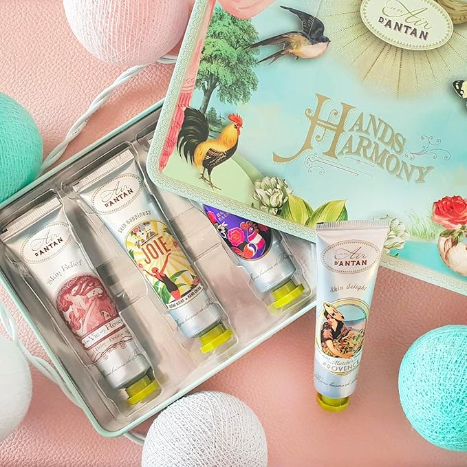 Hand Lotion Gift Set for Women 4pcs UnAir d'Antan, Hand Cream Gift Set with Shea Butter, Sweet Almond Oil, 4 Hand Cream For Women - Lotion Gift Set Includes Scents of Provence, Douce, Rose & Joie