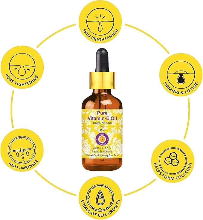 Dev Herbes Top Ratings Natural Therapeutic Grade Cold Pressed Oils (Vitamin E (30ml), 30ml (1.01 Ounce) with Plastic Euro Dropper)