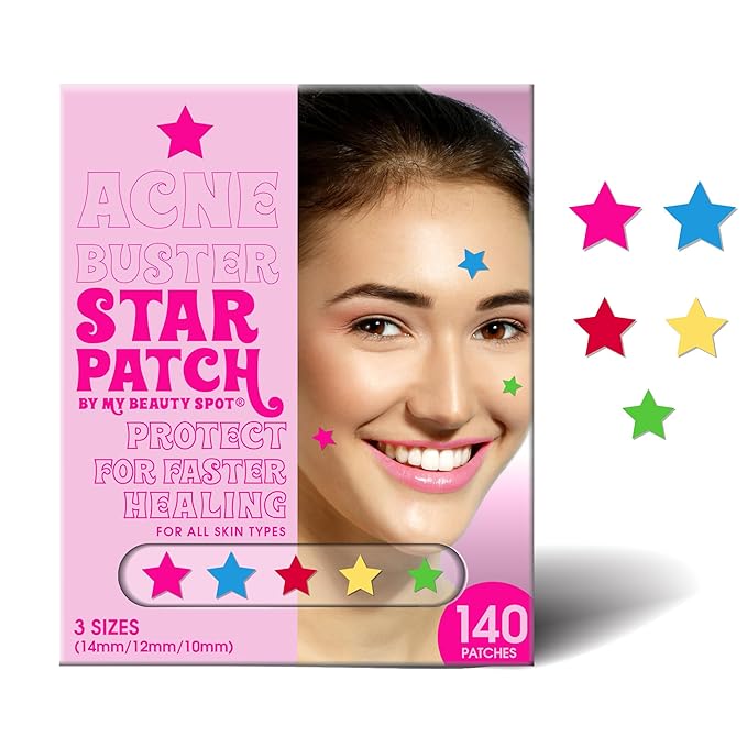 My Beauty Spot Pimple Patches - Cute Acne Patches for Face (140 Patches) with Hydrocolloid, Tea Tree Extract & Salicylic Acid, Colorful Fun Designs - Pimple Patches for Face Acne Spot Treatment