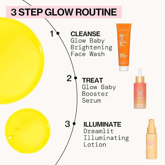 Pacifica Glow Baby Brightening Facial Cleanser 5oz – Vitamin C & Glycolic Acid (AHA) Face Wash for Radiance – Daily Cleanser for Anti-Aging Exfoliating for Smooth, Even Glowing Skin Vegan Clean Beauty