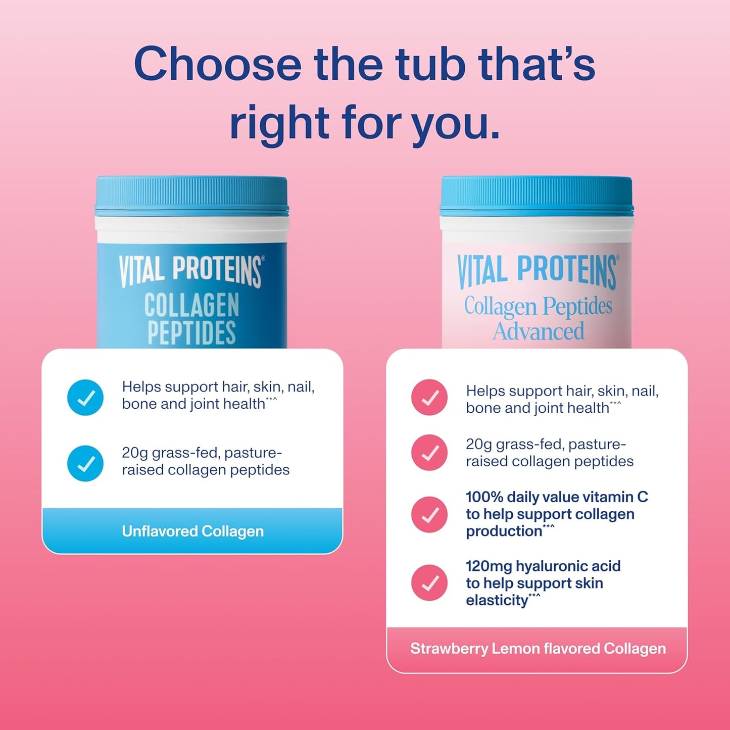 Vital Proteins Collagen Peptides Advanced, Hydrolyzed Peptides with Hyaluronic Acid and Vitamin C - Strawberry Lemon Flavor Powder, 10.5oz