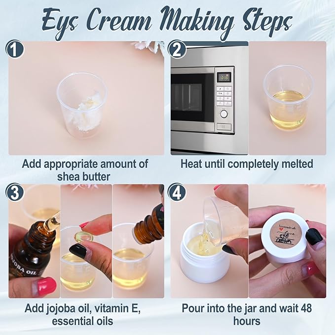 Natural Eye Cream- 26Pcs DIY Eye Cream Making Kit, Under Eye Cream for Wrinkles and Bags Skin Care Treatment with Vitamin E, Shea Butter, Anti Aging Eye Cream, Make Your Own Eye Cream for Women