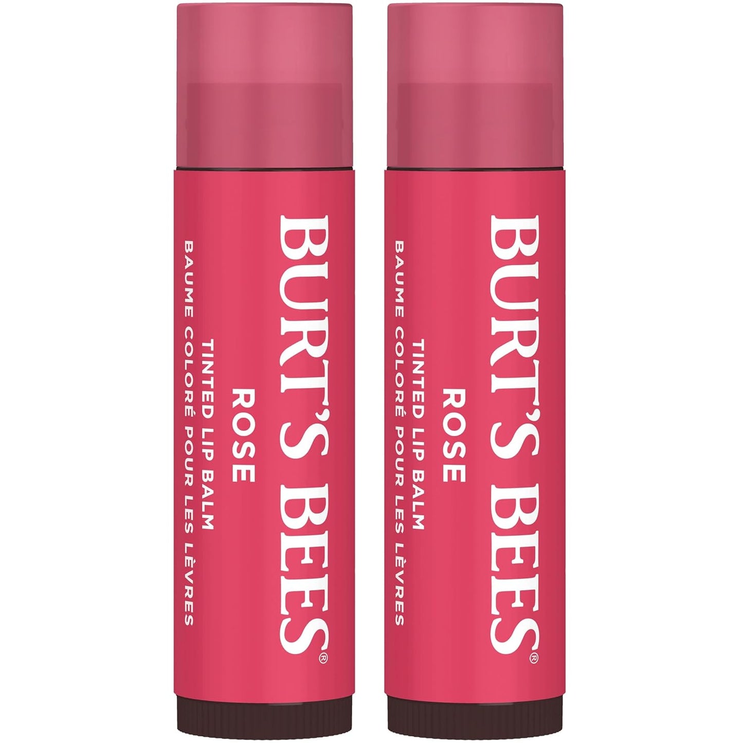 Burt's Bees Lip Tint Balm Stocking Stuffers Gifts, Long Lasting 2 in 1 Duo Tinted Balm Formula, Color Infused with Hydrating Shea Butter for a Natural Looking Buildable Finish, Petal Rose (2-Pack)