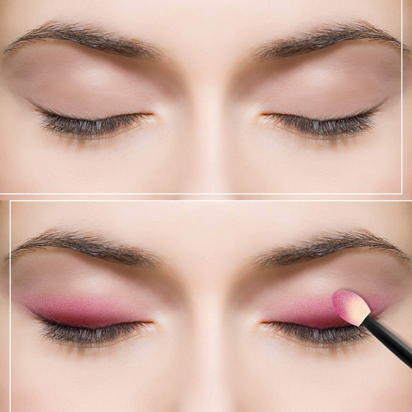 150 Eye Shadow Applicator Disposable Foam Makeup Brush Sponge Tipped Oval Eyeshadow Applicators Dual Sides with Container