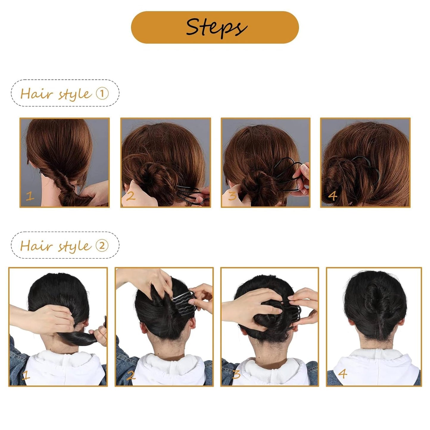 12 Pieces Hair Side Combs Metal Hair Fork Clip French Twist Comb Updo Hair Stick, U-Shape Teeth Styling Tools Messy Bun Maker Vintage Hairstyle Hair Pins Hair Accessories for Women and Girls