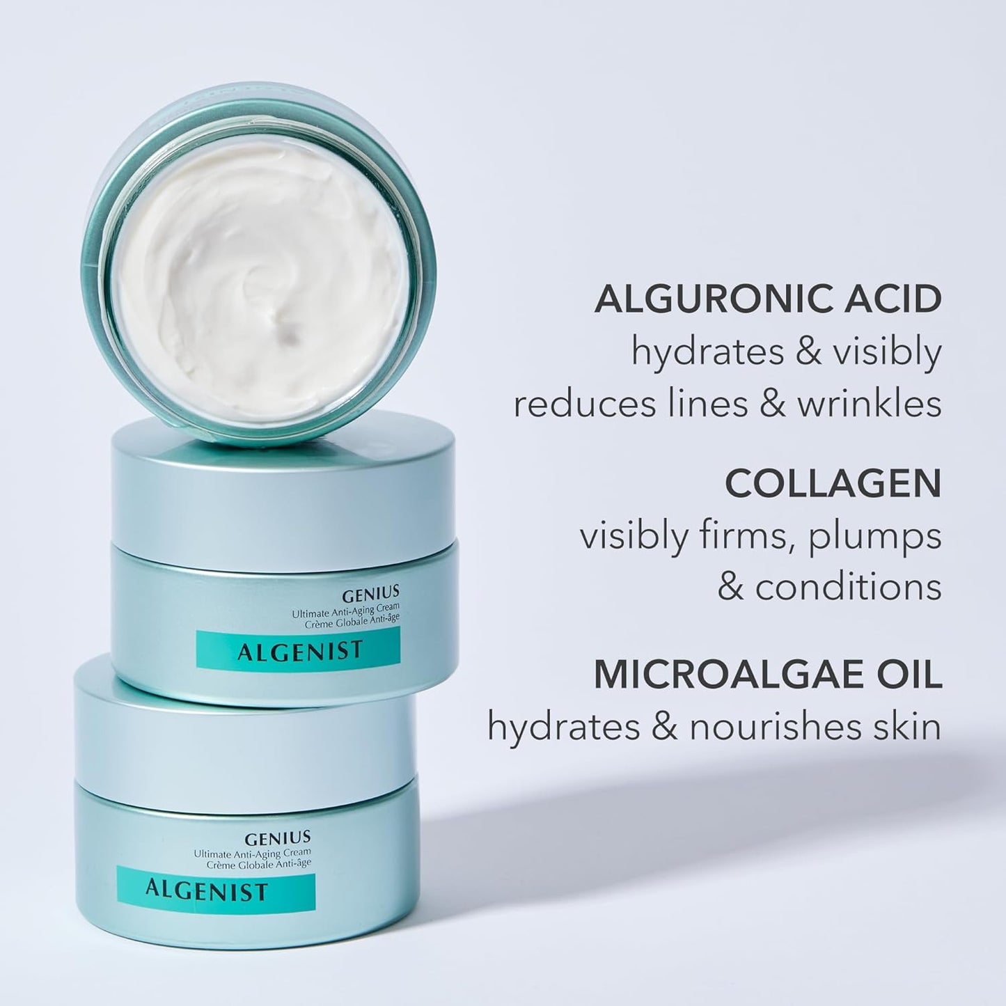 Algenist GENIUS Ultimate Anti-Aging Face Cream - Restoring Collagen Cream to Smooth, Brighten + Help Improve Skin's Radiance - Formulated with Patented Alguronic Acid and Microalgae Oil (1 oz)