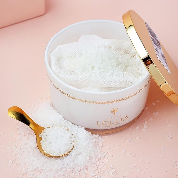 Lollia Elegance Fine Bath Salts, 20 oz. – White Amber & Mirabelle Luxury Bath Essential for Women