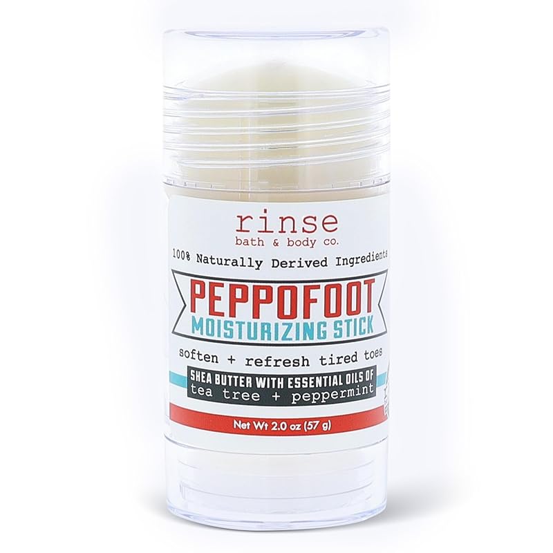 Rinse Bath & Body Peppofoot Heel Balm Stick - Handmade Heel Balm for Dry Cracked Feet with Peppermint and Tea Tree Oils | Ultra Moisturizing | No Mess Cracked Heel Stick | All Natural | 2oz