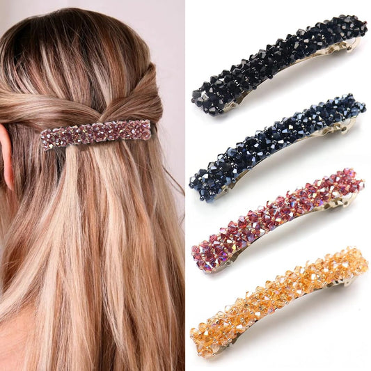 Elegant Hair Barrettes for Women B.PHNE Rhinestones Hair Clips Vintage French Style Hairclips Decor 4 Pack