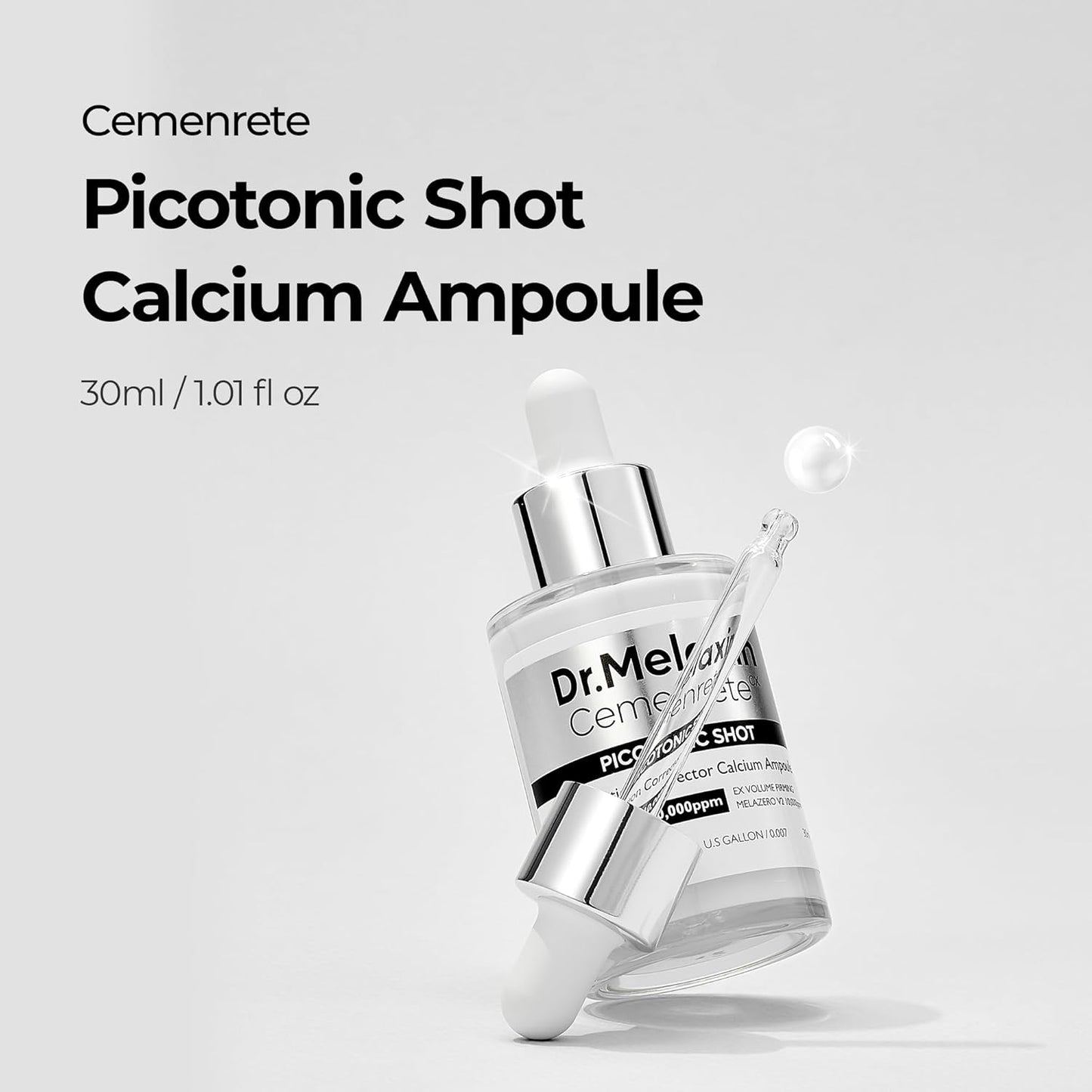 Dr.Melaxin Cemenrete Picotonic Shot Calcium Ampoule for Even Skin Tone & Skin Clarity Anti-aging Dark spot care 1.01 fl.oz.