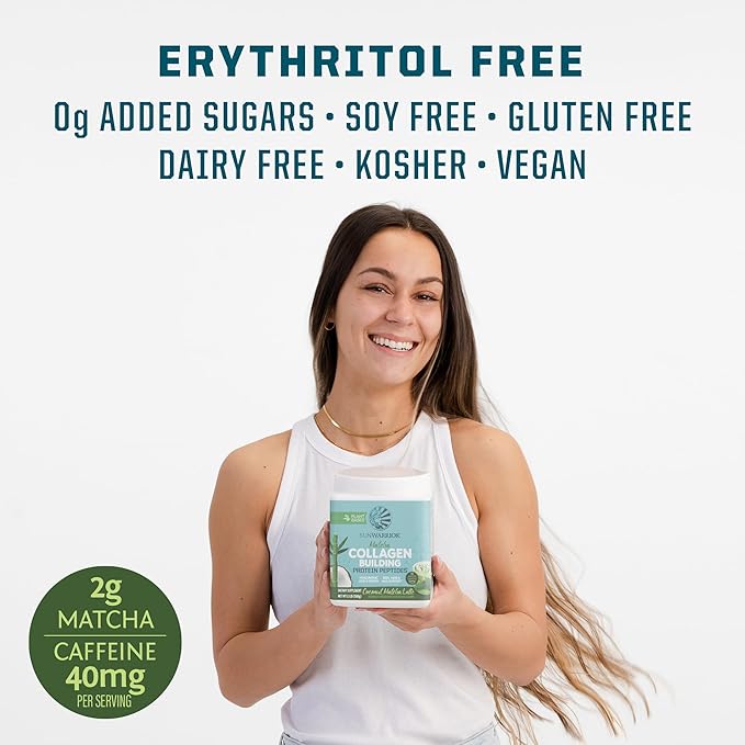 Vegan Collagen Protein Powder for Women | Plant Based Collagen Powder with Vegan Hair Skin and Nails Vitamins | Non-GMO No Added Sugar Soy Dairy & Gluten Free (Coconut Matcha, 20 Servings)