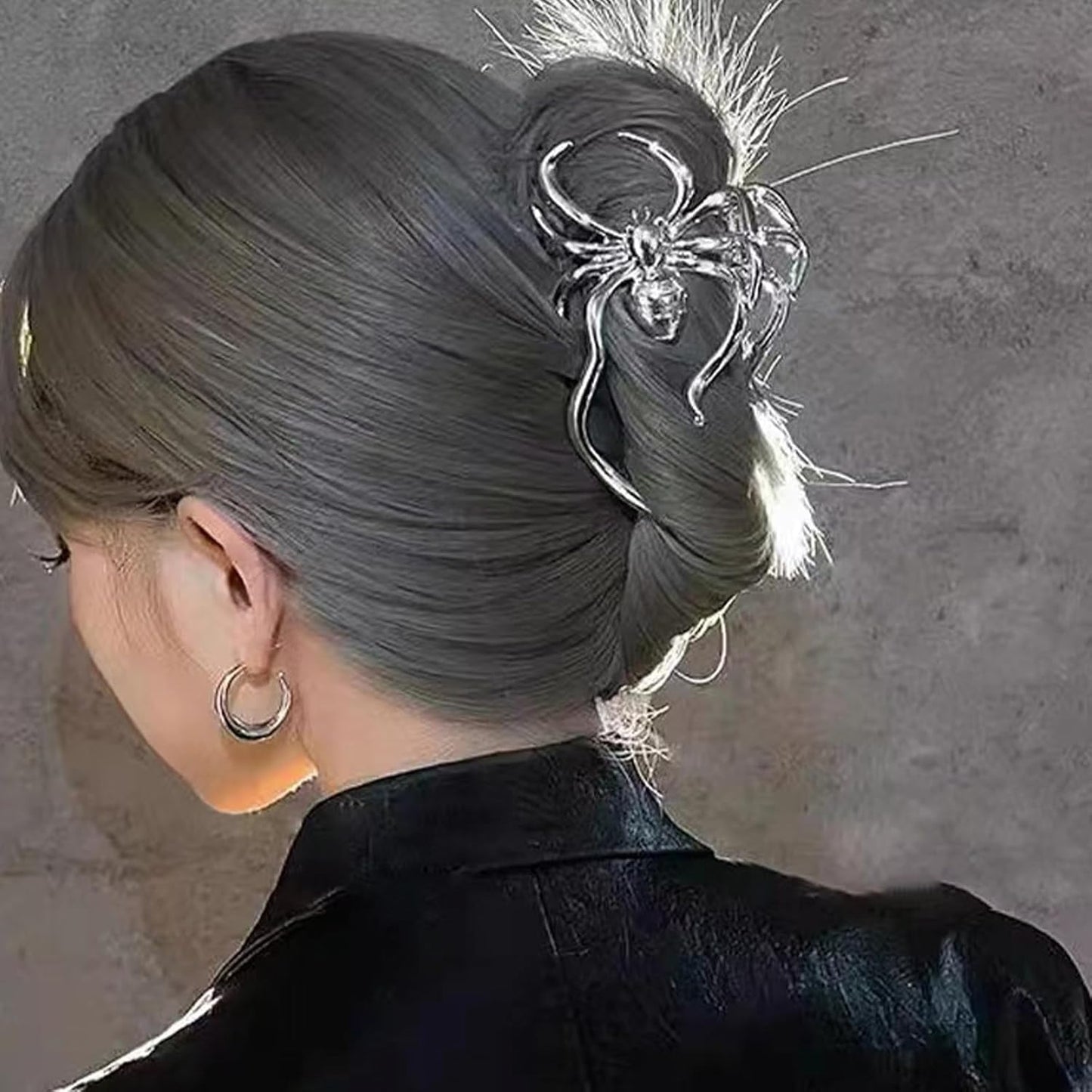 Halloween Spider Hair Claw Clips - Metal Silver Alloy Nonslip Terror Strong Hold Gothic Punk Spider Style 2