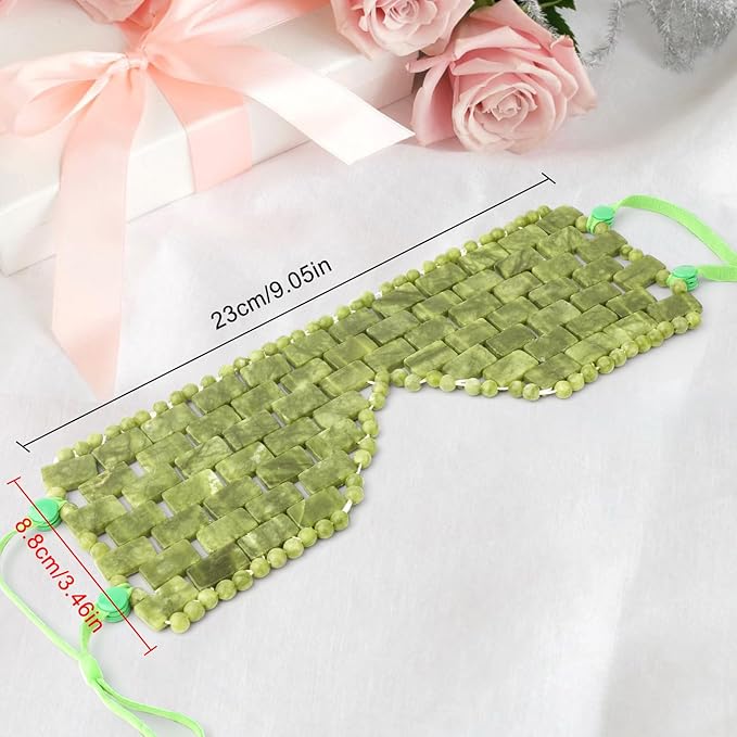 Jade Eye Mask, Facial Cooling Mask with 100% Real Jade for Hot & Cold Therapy to Reduce Wrinkles, Puffiness, Migraines, and Anti-Aging