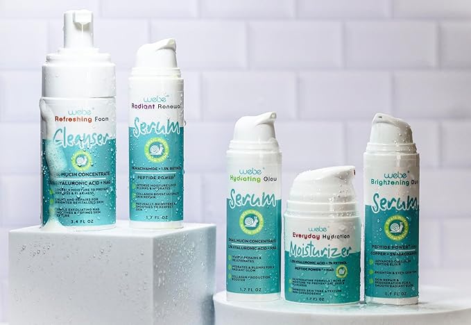 WEBE Snail Mucin 92% Radiant Renewal Serum | Retinol 1.5%, Niacinamide 5%, Peptides, Vitamin C, Hyaluronic Acid & Zinc PCA | Anti-Aging Plumping Serum with Intense Moisture Lock, Glowing Smooth Skin