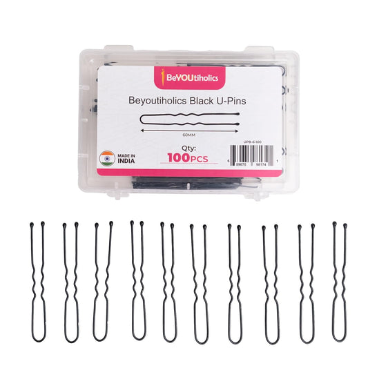 Set of 100 premium U-shaped hair pins, measuring 6cm/2.4 inches, perfect for women, girls, and hairdressers. with a clear storage box and is suitable for all hair types(Black) (100 Pins)
