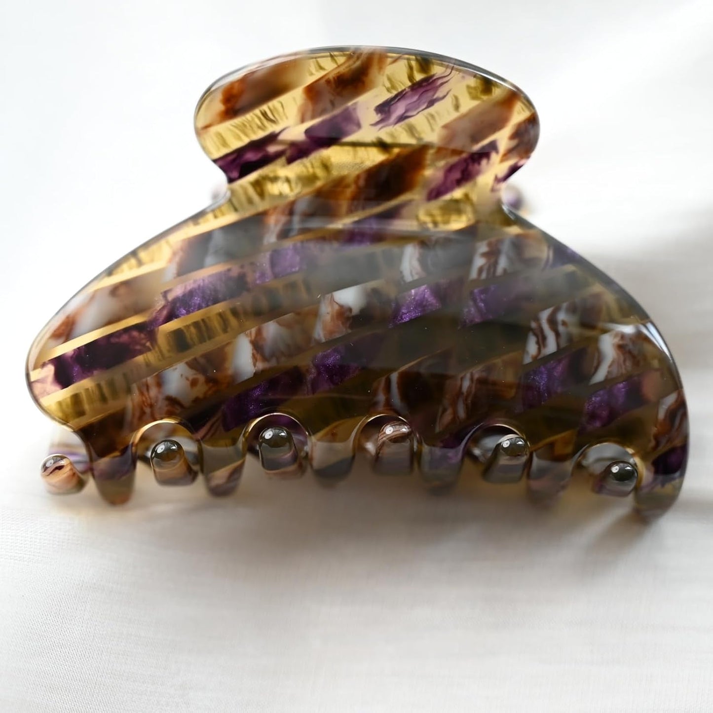 Handmade Celluloid Acetate French Design Barrettes Tortoise Shell Claws Hair Claw Luxury Fashion Accessories Hair Clip for Women (brown purple)