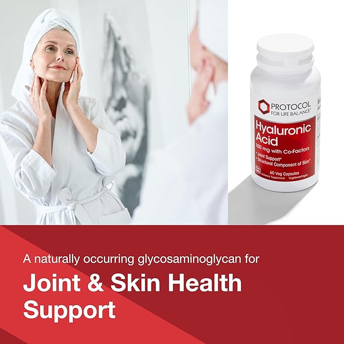 PROTOCOL FOR LIFE BALANCE Hyaluronic Acid - 100mg Hyaluronic Acid - Skin & Joint Support - Eye Support Supplement - Non-GMO & Kosher - 60 Veg Caps