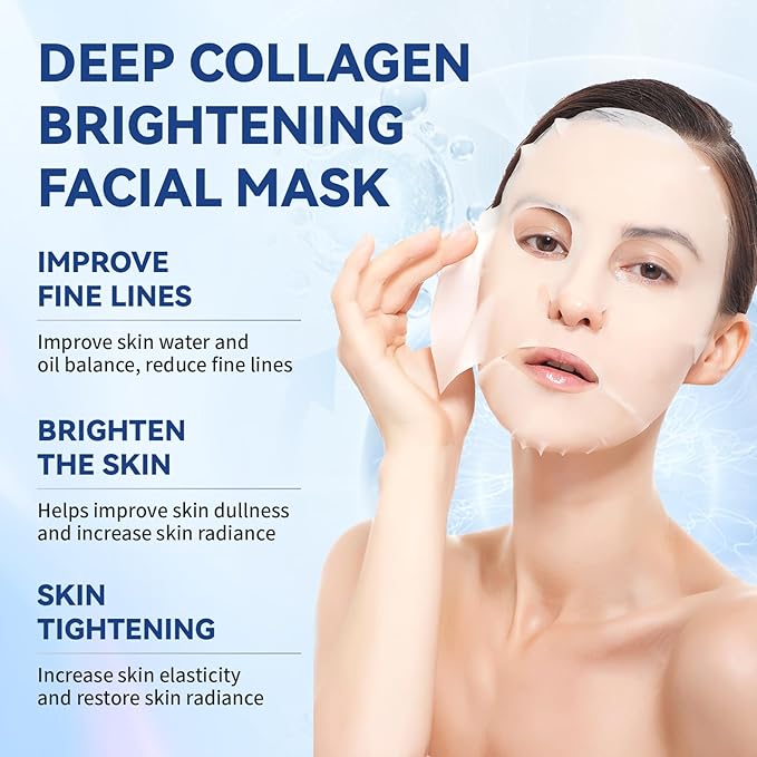 Deep Collagen Anti Wrinkle Lifting Mask, Collagen Mask, Deep Hydrating Firming Overnight Hydrogel Mask, Pore Minimizing, Elasticity Improvement(5PCS)