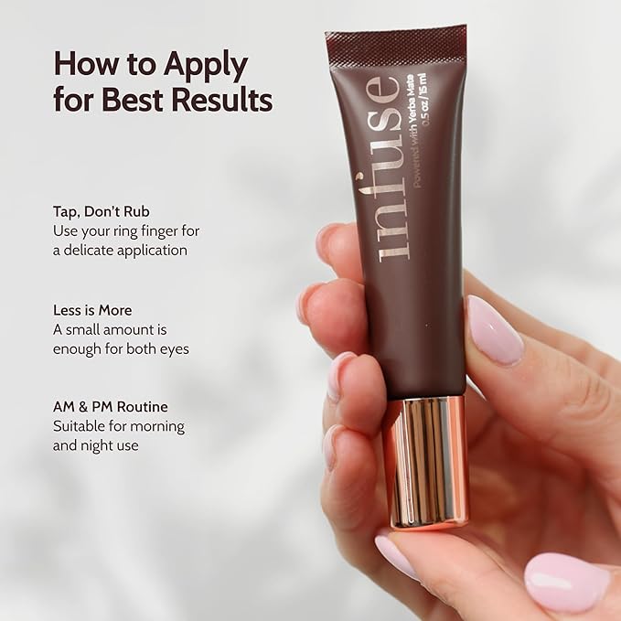 Infuse Skin Yerba Mate Radiance Eye Cream | Anti-Aging Treatment for Dark Circles & Puffiness | Hydrating with Caffeine & Peptides | Mature Skin | 15ml