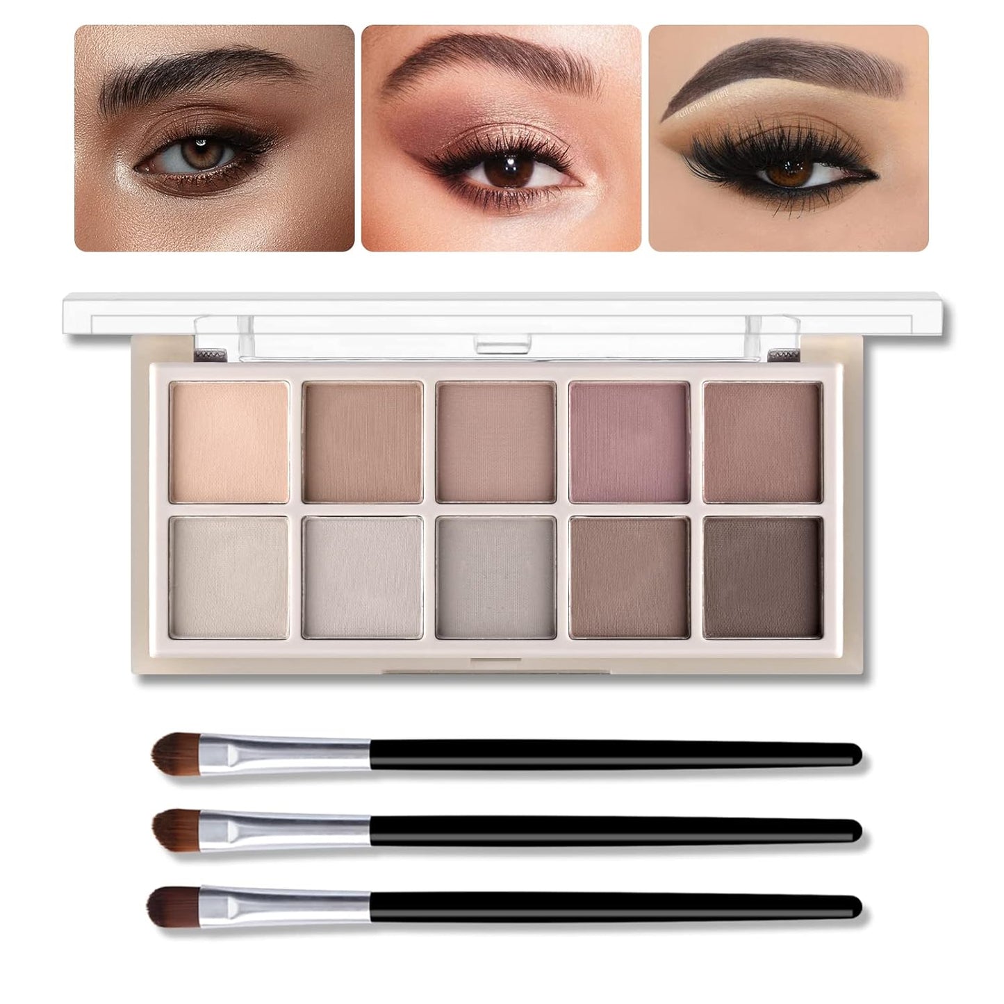 KYDA 10 Colors Nude Eyeshadow Palette, Neutral Grey Smokey Eye Pallete, Taupe Brown Matte Eye Shadow Palette, Ultra-Blendable, Long Lasting Natural Eyeshadow for Older Women, Smokey Grey