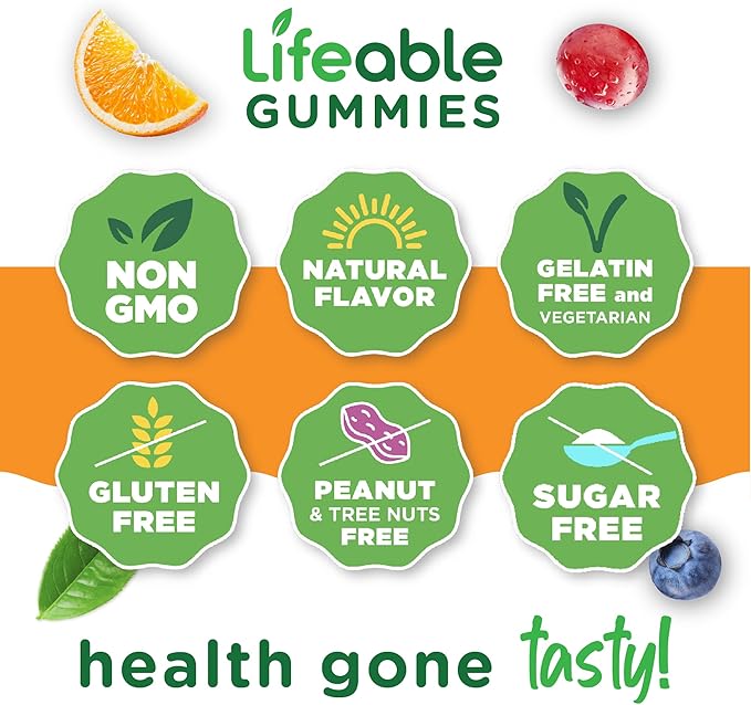 Lifeable Sugar Free Biotin Gummies | 5000mcg Vitamin B7 | Great Tasting Biotin Supplement | for Hair Growth, Skin and Nail Health | Hair Supplement for Women, Men, Adults | 90 Gummies