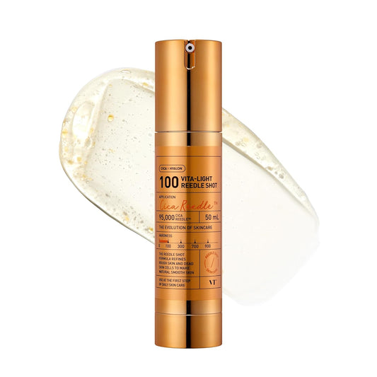 VT Cosmetics Vita-Light Reedle Shot 100, Serum with Vitamin C Capsules, Vitamin E, Hydrating Care, Korean Skincare for Sensitive Skin 1.69Fl Oz(50ml)