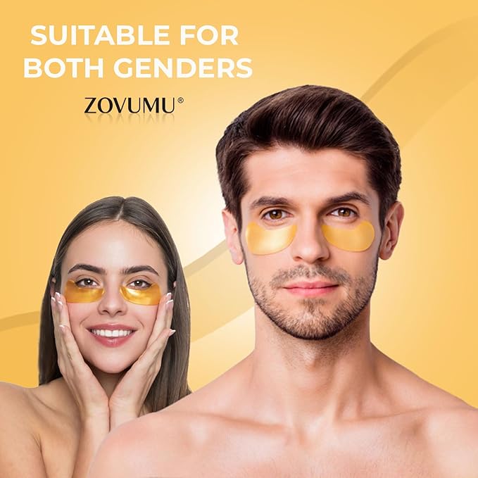 Under Eye Patches (10 Pairs) 24K Gold Skin Care Eye Mask - Puffy Eyes & Dark Circles Treatments - Eye patches Pads With Collagen, Hyaluronic Acid & Castor Oil, Skin Care for Men & Women Gift