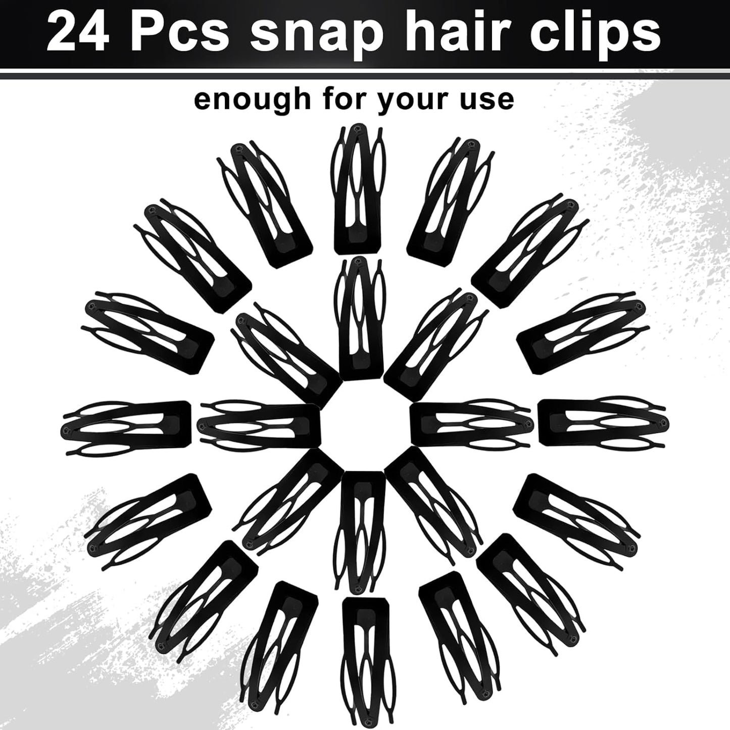 Chinco 24 Pcs Double Grip Hair Clips Metal Snap Clips Women Barrettes for Hair Making, Salon Supplies(Black,2.8 Inch)