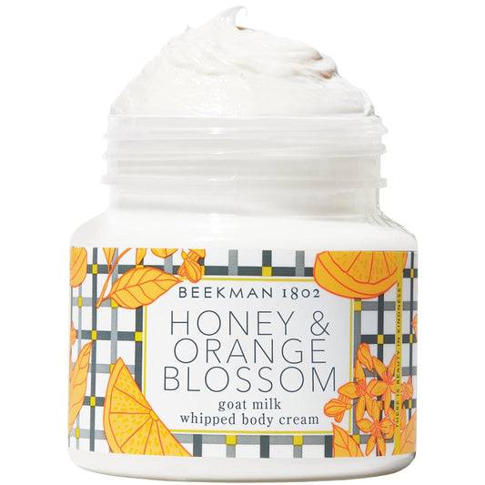 Beekman 1802 Whipped Body Cream, Honey & Orange Blossom - Scented - 8 oz - Intensely Hydrating & Softens Skin - With Goat Milk - Good for Sensitive Skin - Cruelty Free