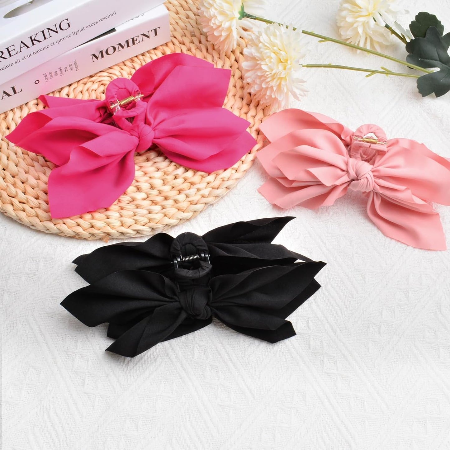 Bow Claw Clips Bow Hair Clips 3PC Big Hair Bows for Women Butterfly Styling Large Hair Clips for Thick Hair for Girls Hair Accessories for Teen
