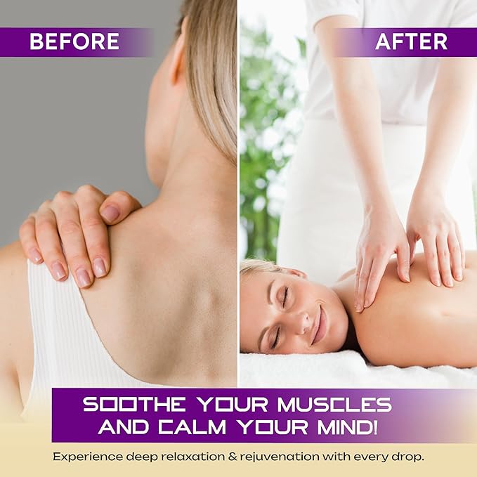 Massage Oil with Lavender & Sweet Almond Oils – Relieves Muscle Tension, Hydrates Skin, Promotes Relaxation & Well-Being, 100ml | 3.4 fl. oz.