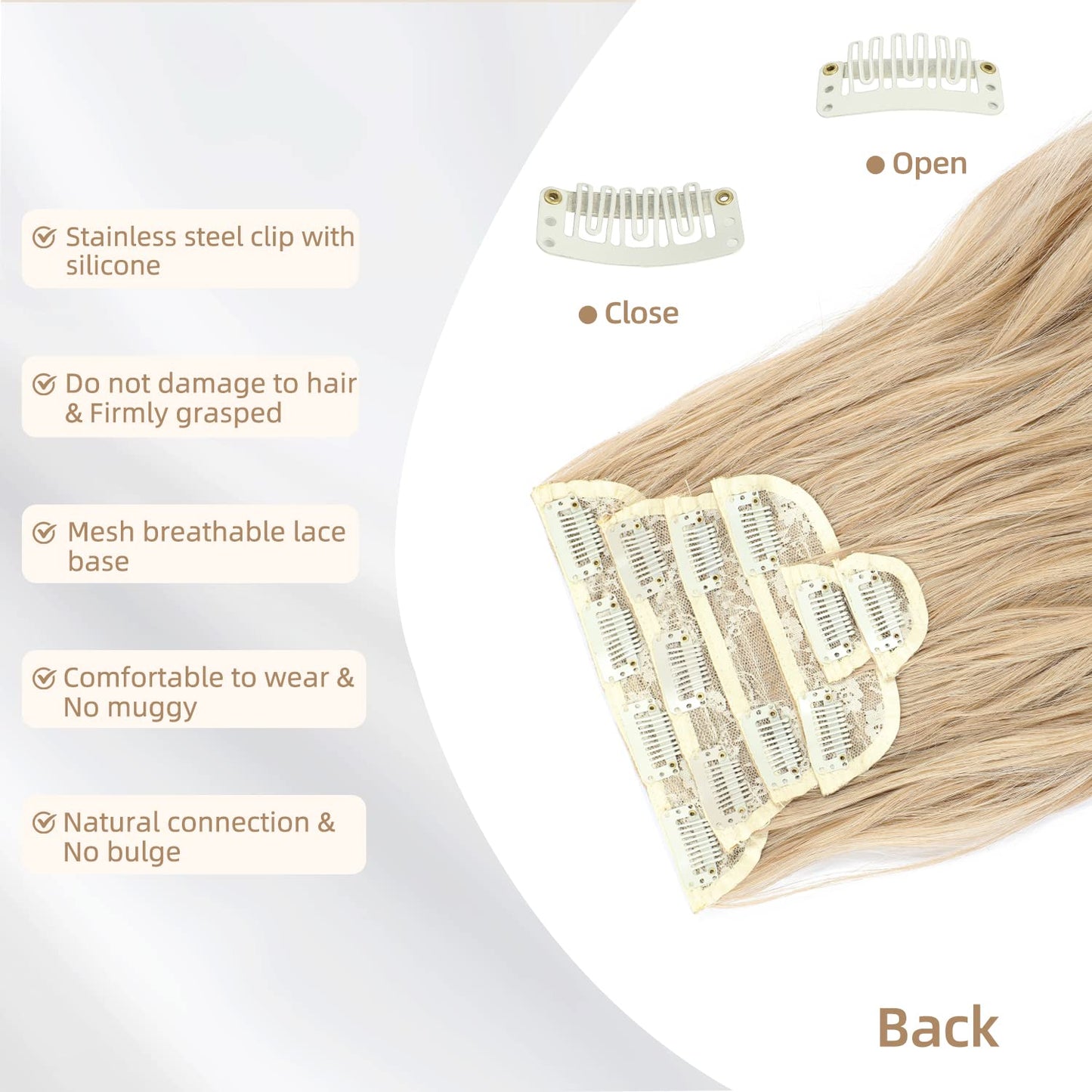 Clip in Hair Extensions, 6 PCS Natural & Blends Well Hair Extensions, Long Wavy Hairpieces(20inch, 6pcs, Light Blonde)
