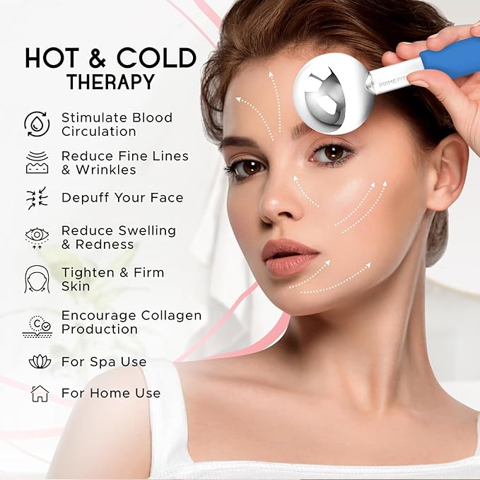 Ice Globes for Facials | Unbreakable Steel Cooling Roller | Cryo Sticks for Face | Massager for Face Neck & Eyes | Skin Care for Dark Circles, Puffiness, Wrinkles, Collagen Production (BLUE)